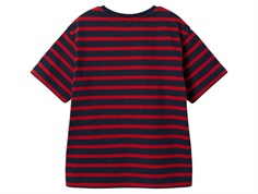 Rød og blå stribet t-shirt fa Name It 13240705 salsa bagfra